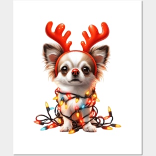 Christmas Red Nose Chihuahua Dog Posters and Art